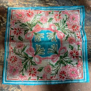 Vintage Bows and Floral Silk Handkerchief